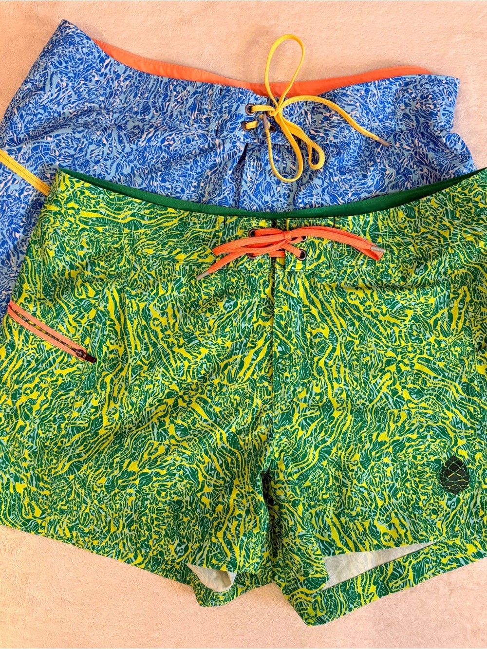 Stio CFS. Women’s Performance Athletic Board Shorts in Green Yellow Blue Sz 12